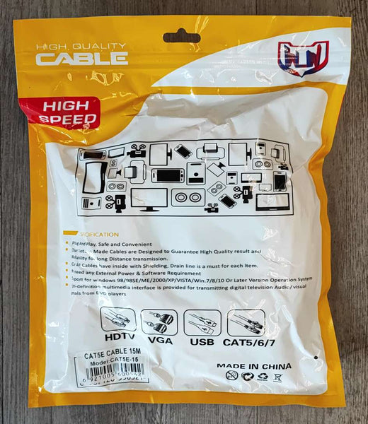 High-Quality 15m Cat5 Cable for Fast and Reliable Internet Connectivity