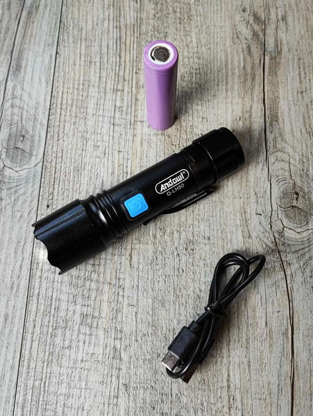 Andowl Q-LH50 USB Charged Led Flashlight - Rechargeable Flashlight with Bright LED Bulb