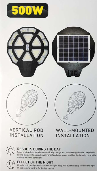 JT-CLEAR 500Watt Solar Powered LED Walkway Light - Energy Efficient Outdoor Lighting Solution