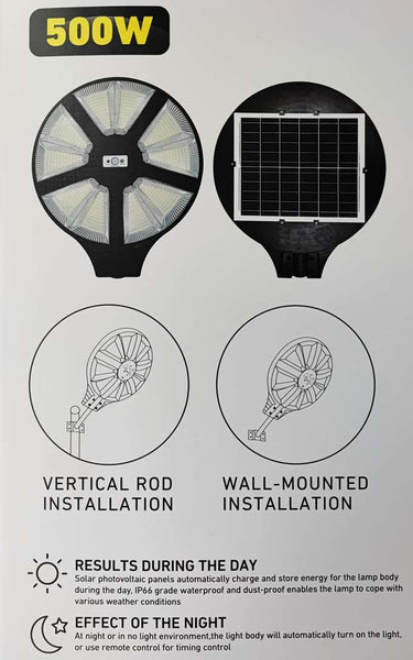 JT-CLEAR 500W Solar-Powered LED Walkway Light – Energy-Efficient Outdoor Lighting Solution