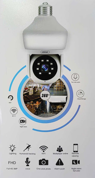 ANDOWL Q-S600 4K HD Wifi IP Bulb Type Smart Camera - High-Definition Surveillance with Bulb Design