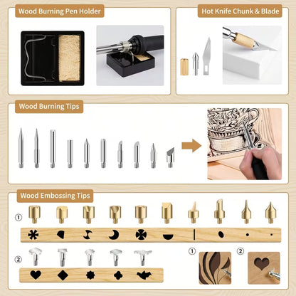 45Pcs 60W Adjustable Temperature Electric Soldering Pyrography Iron Set (10000458) - Electromann SA