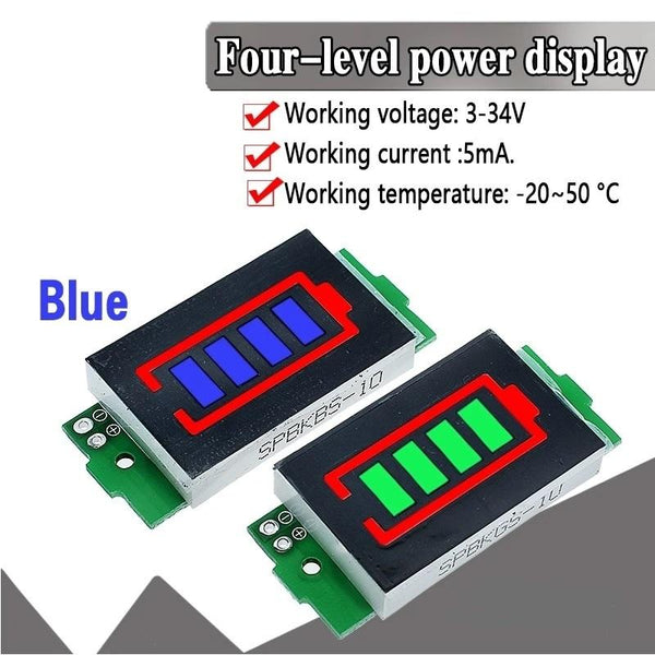 3S 12.6V Lithium Battery Capacity Indicator Module with Blue Display