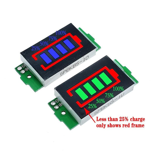 3S 12.6V Lithium Battery Capacity Indicator Module with Blue Display