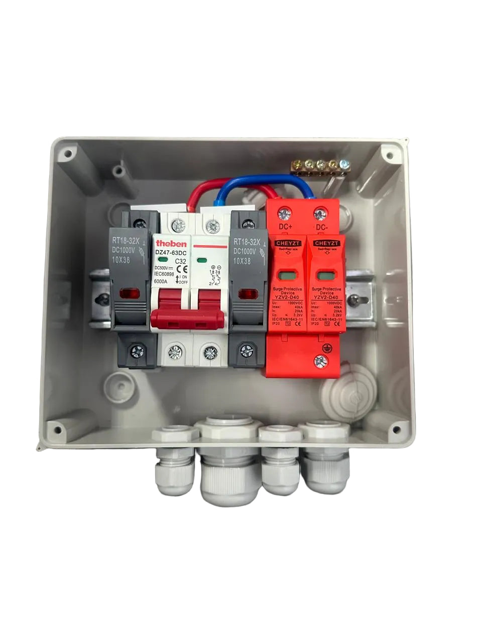 Solar photovoltaic PV DC Combiner Box Surge Lightning Protection 1 input 1 out DC 1000V (10008385)