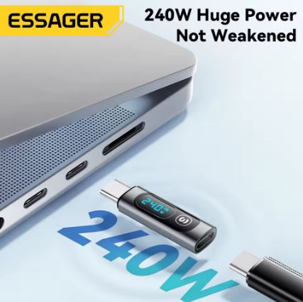 Essager 240W USB C Adapter Type C to USB C 3.0 2.0 OTG Connector - Electromann SA