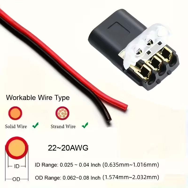 25pcs Universal Quick-Connect Terminals with 3 Pins (10000253) - Electromann SA