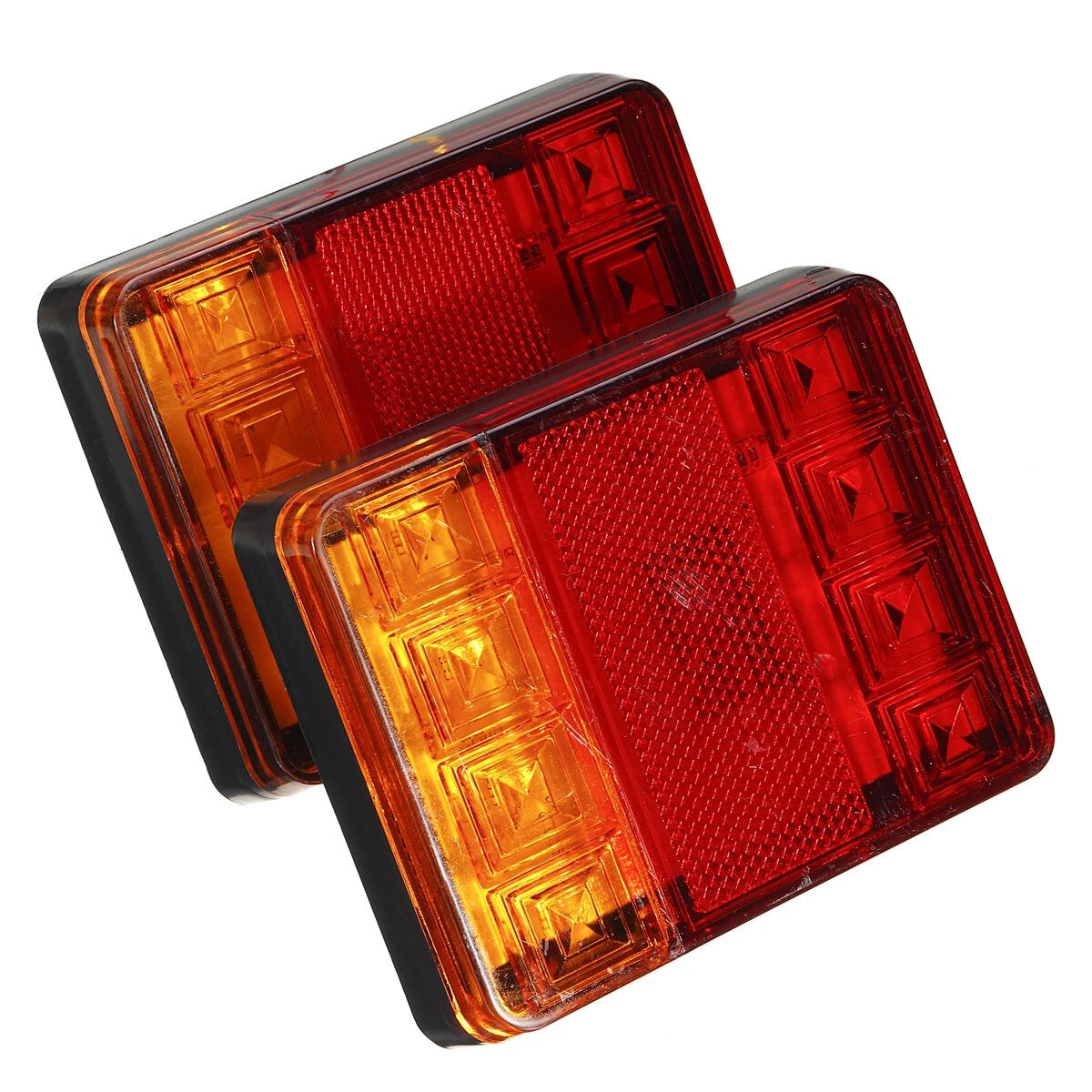 2Pcs LED Rear Tail Stop Light RED+Amber