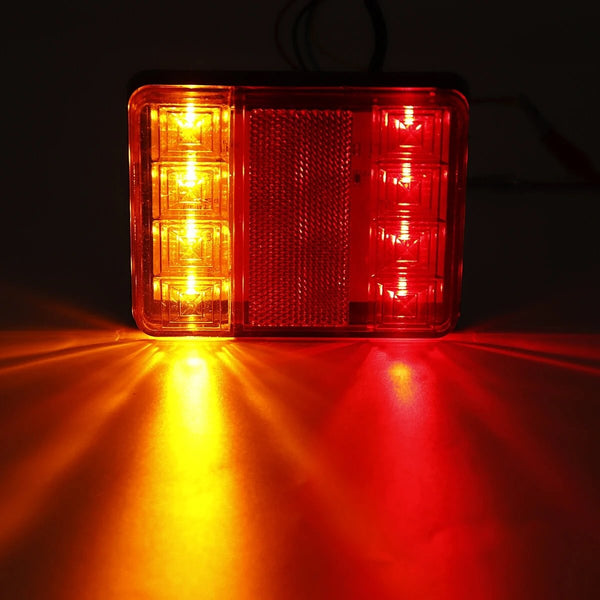 2Pcs LED Rear Tail Stop Light RED Amber