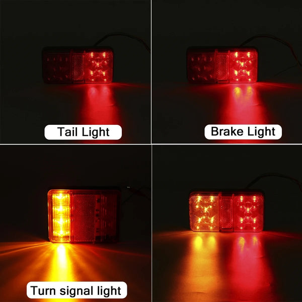 2Pcs LED Rear Tail Stop Light RED Amber