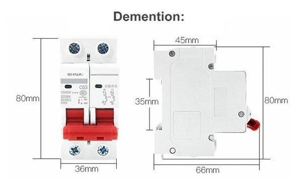 2Pole 50A DC 1000V Circuit Breaker for Solar PV Systems