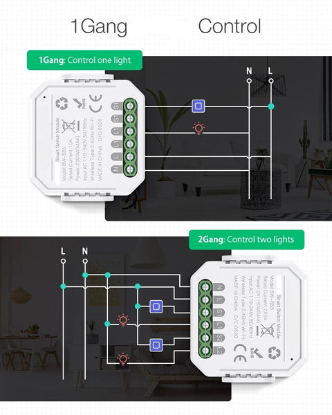 1 Gang Two Way 10A 2300W WIFI Smart Switch Module