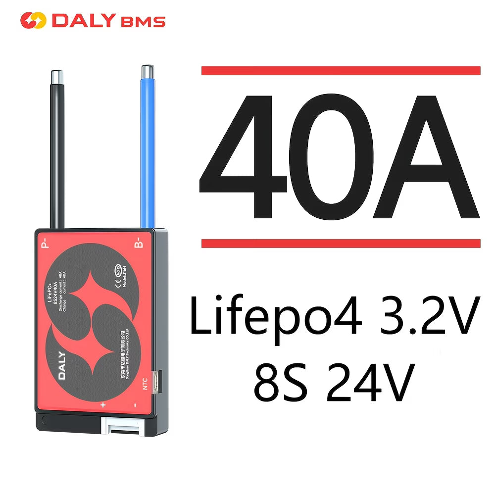 Daly 3.2V LiFePo4 8S 24V 40A LFP PCM battery protection board BMS with balance (10004991) - Electromann SA