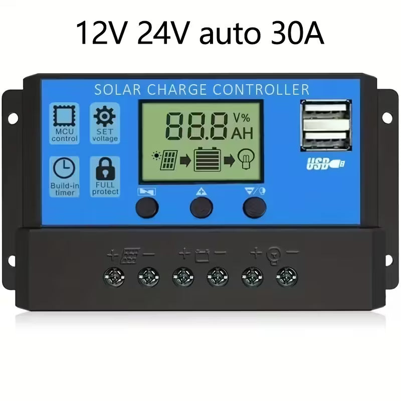 30A 12v/24v Solar Charge Controller PWM Charging for Solar Off-grid System (10005245) - Electromann SA