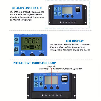 30A 12v/24v Solar Charge Controller PWM Charging for Solar Off-grid System (10005245) - Electromann SA