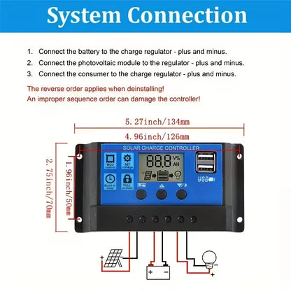 30A 12v/24v Solar Charge Controller PWM Charging for Solar Off-grid System (10005245) - Electromann SA