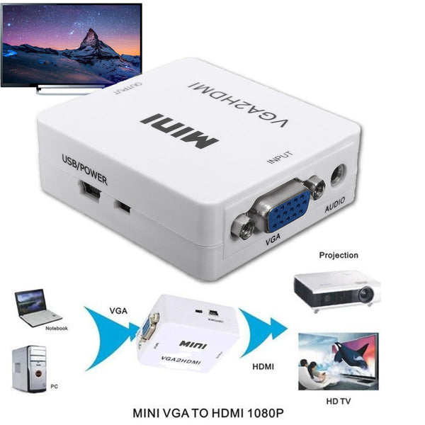 1080P Mini VGA to HDMI Converter - Connect VGA-enabled devices to HDMI displays in full HD resolution