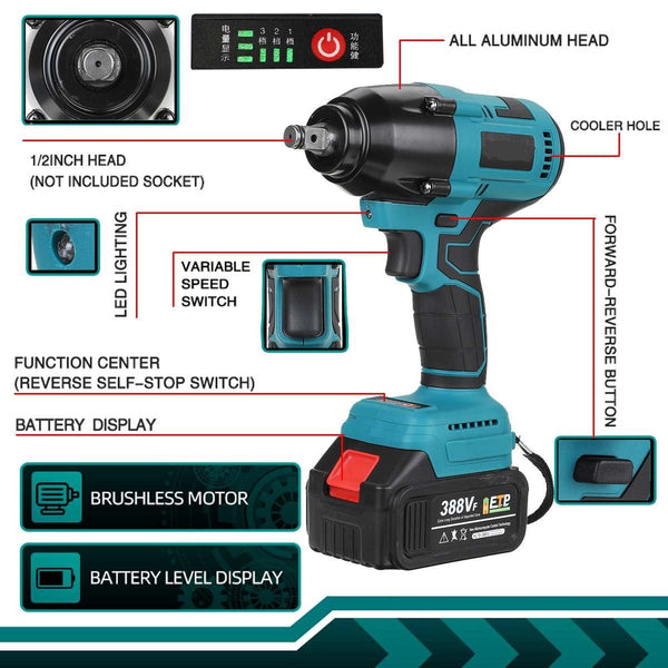 388VF 800N.m Max 18volt Lithium Portable Brushless Impact Wrench