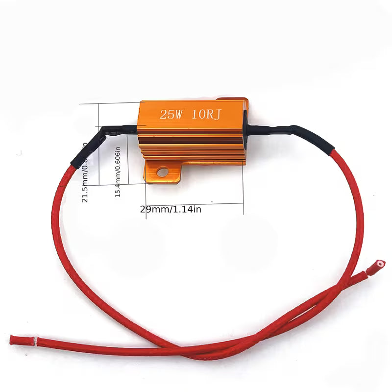 2Pc 25W 10ohm Load Resistors for Vehicle LED Turn Signal Bulbs (10007596) - Electromann SA
