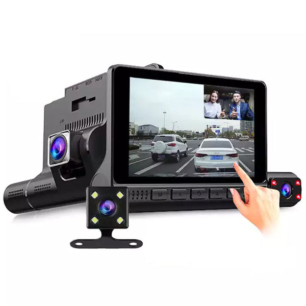 Motor Dash Cam 1080P | 3 kameras (voor, binne en agter) 