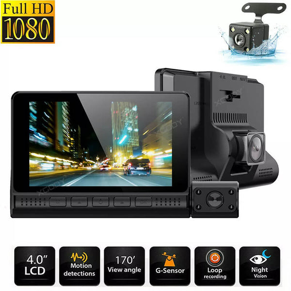 Car Dash Cam 1080P | 3 Cameras (Front, Inside & Rear)