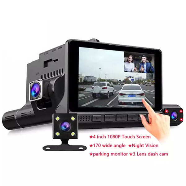 Motor Dash Cam 1080P | 3 kameras (voor, binne en agter) 