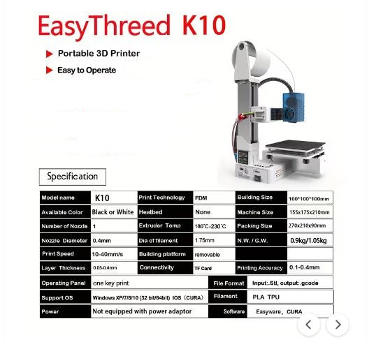 Compact 3D Printer Designed for Enjoyment (10004478) - Electromann SA