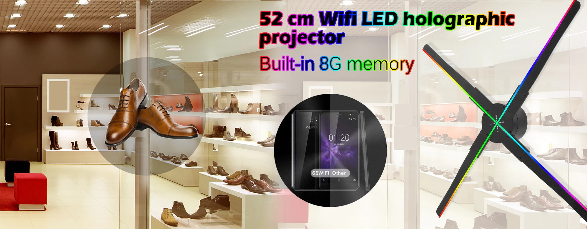 3d Hologram LED Wall Mounted Projector with Wifi App support