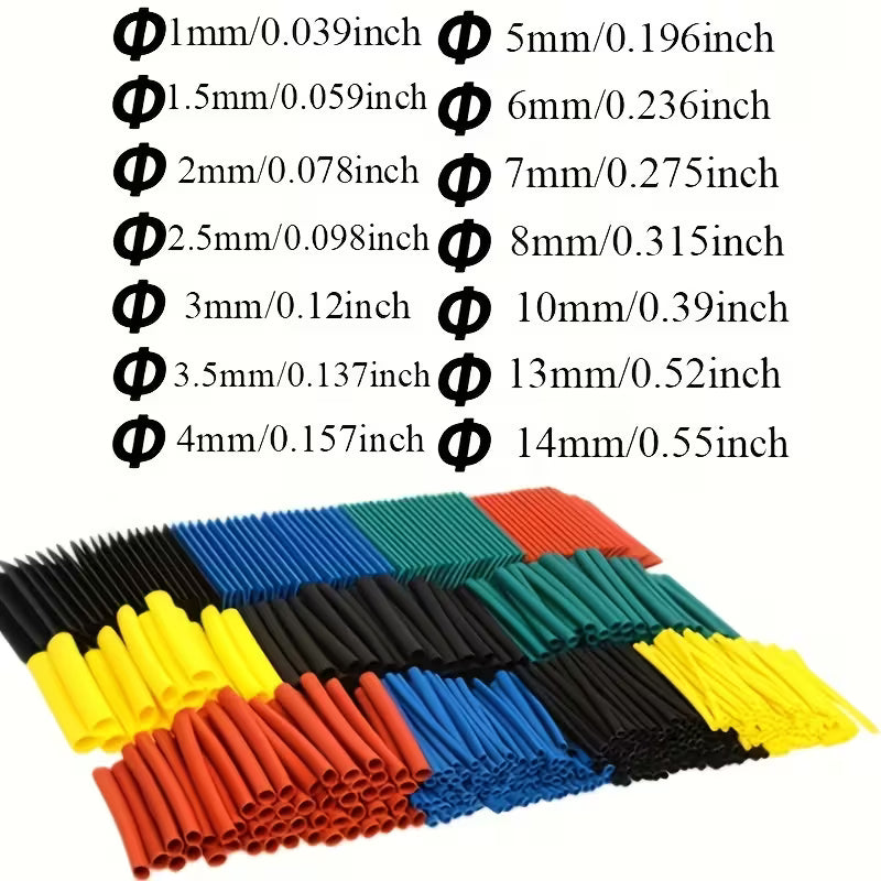 164pcs 2:1 Polyolefin Heat Shrink Tubing Set (10000450) - Electromann SA