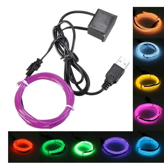 3M Single Color 5V USB Flexible Neon EL Wire - Bendable and Vibrant Lighting Solution