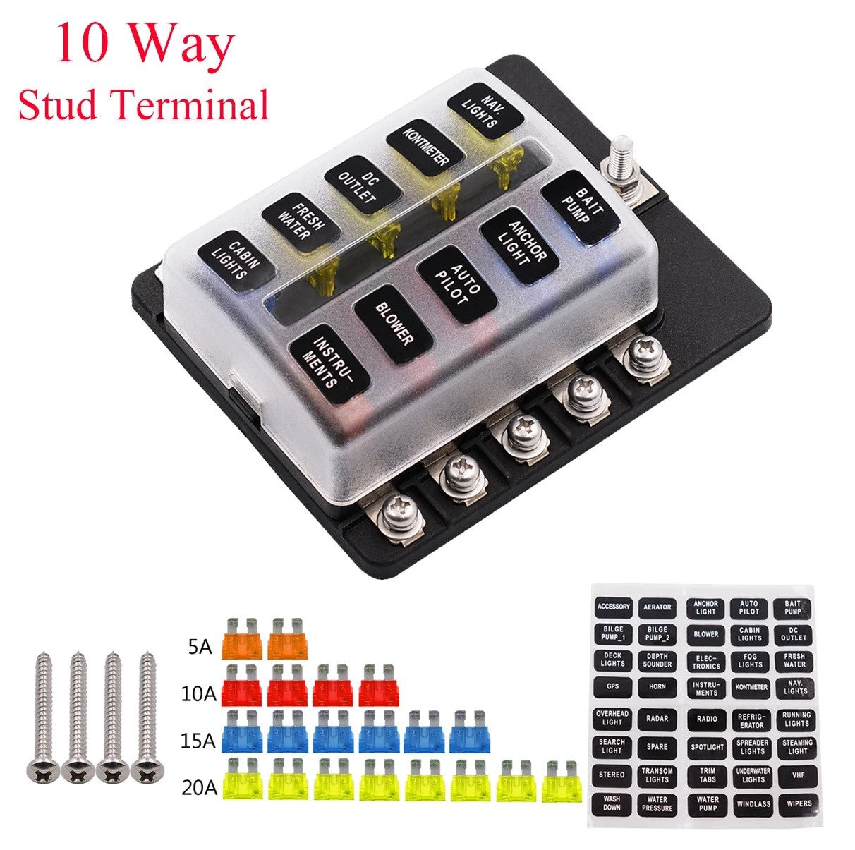 Get Organized and Protected with the 10 Way Fuse Box with Blade Block Holder Kit - Electromann SA