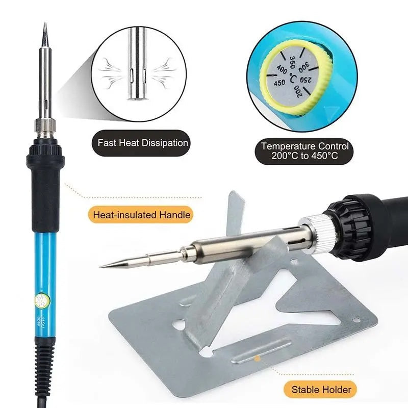 71Pcs 60W Adjustable Temperature Electric Soldering Pyrography Iron Set - Electromann SA