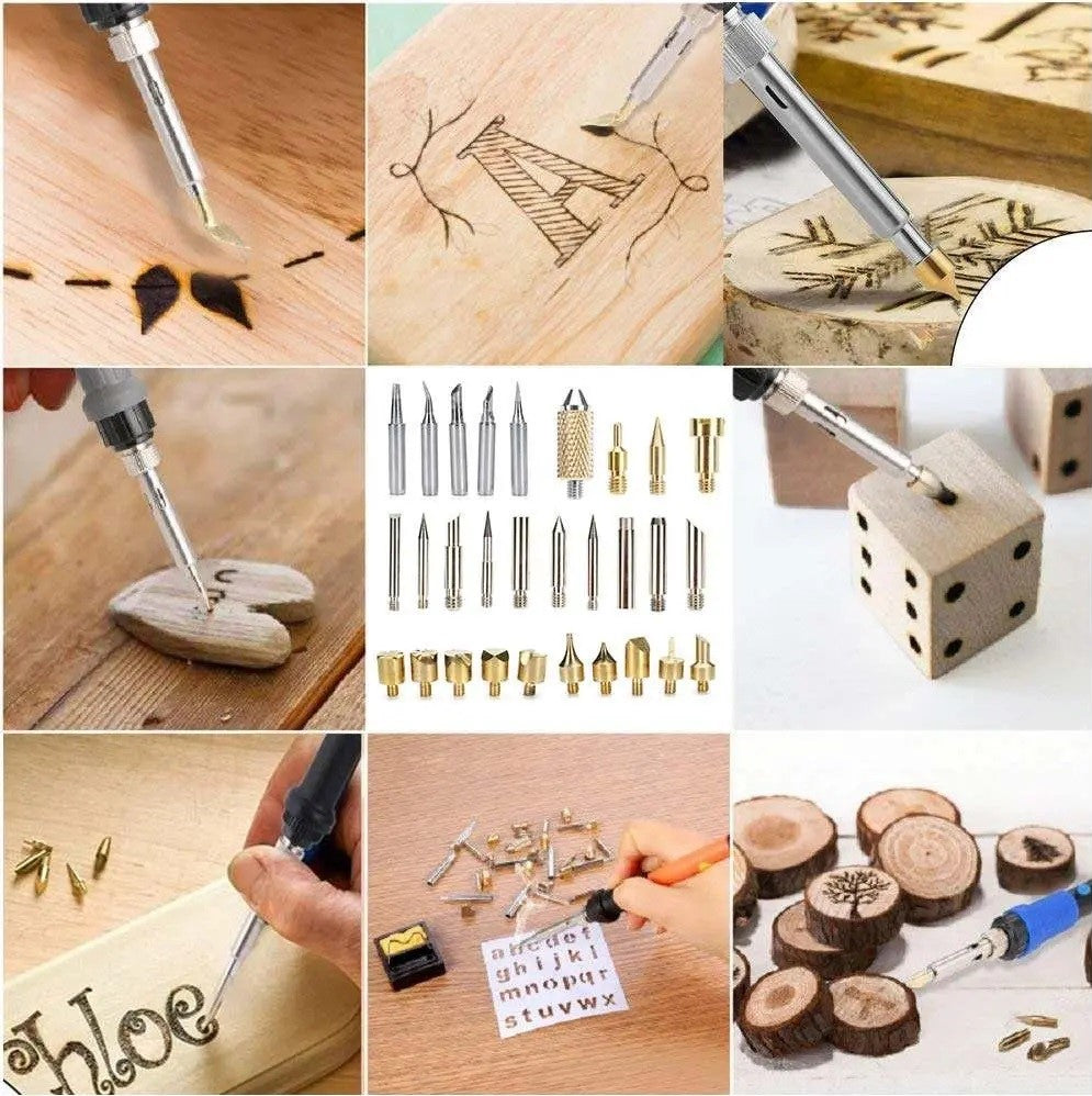 71Pcs 60W Adjustable Temperature Electric Soldering Pyrography Iron Set - Electromann SA