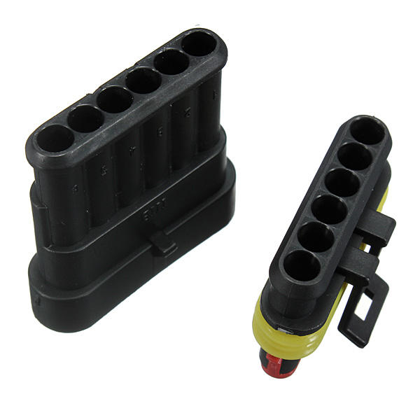 6 Pin Way Sealed Waterproof Electrical Wire Connector Plug - Electromann SA