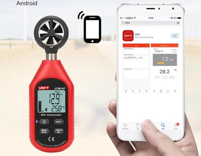 UNI-T UT363BT Bluetooth Mini Wind Speed Meter - Electromann SA