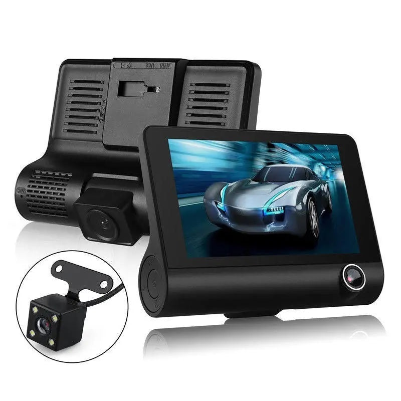 Enhance Your Safety with the 4 Inch 3 Lens 1080P Car Dash Camera with Rearview Camera - Electromann SA