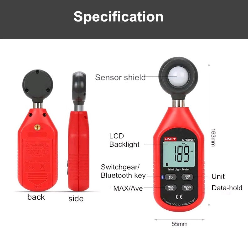 UNI-T UT383BT bluetooth Digital Luxmeter - Electromann SA