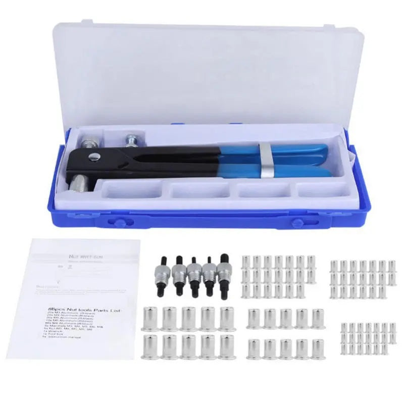 86Pcs Aluminum Alloy M3-M8 Blind Rivet Nut Tool - Electromann SA