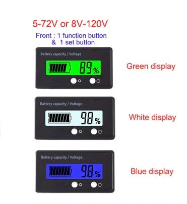 5-72V LCD Lithium/Lead Acid Battery Indicator - Electromann SA