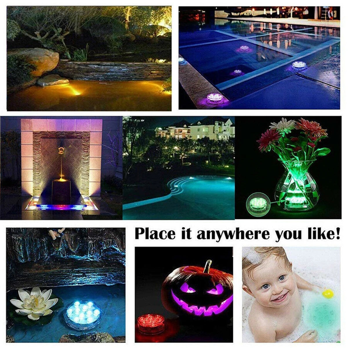 RGB Submersible Remote Controlled LED Light - Electromann SA