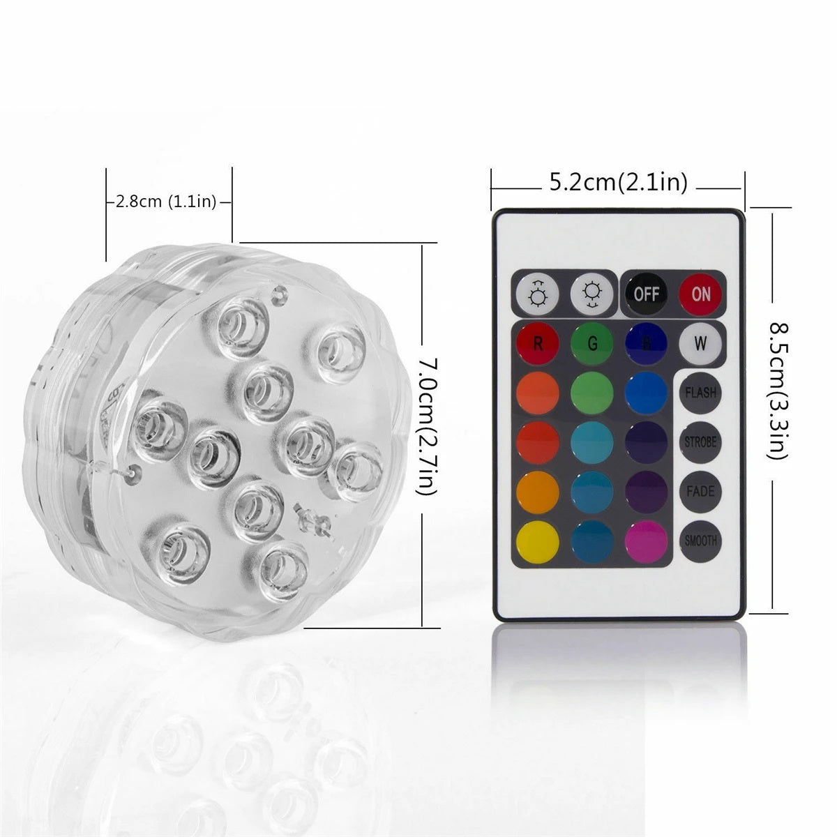 RGB Submersible Remote Controlled LED Light - Electromann SA
