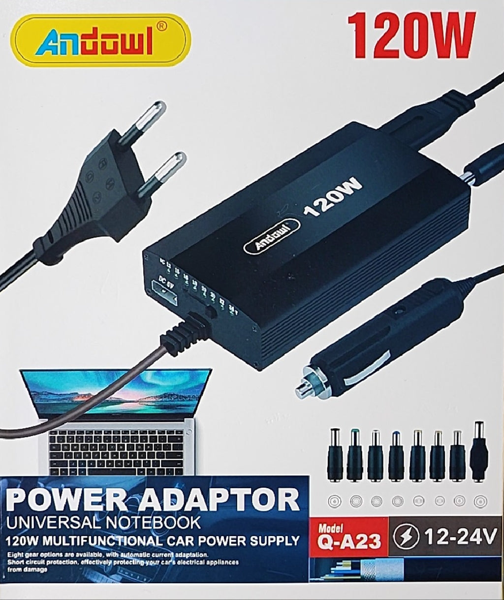 120W Universal Laptop DC Car Charger Kit - Electromann SA