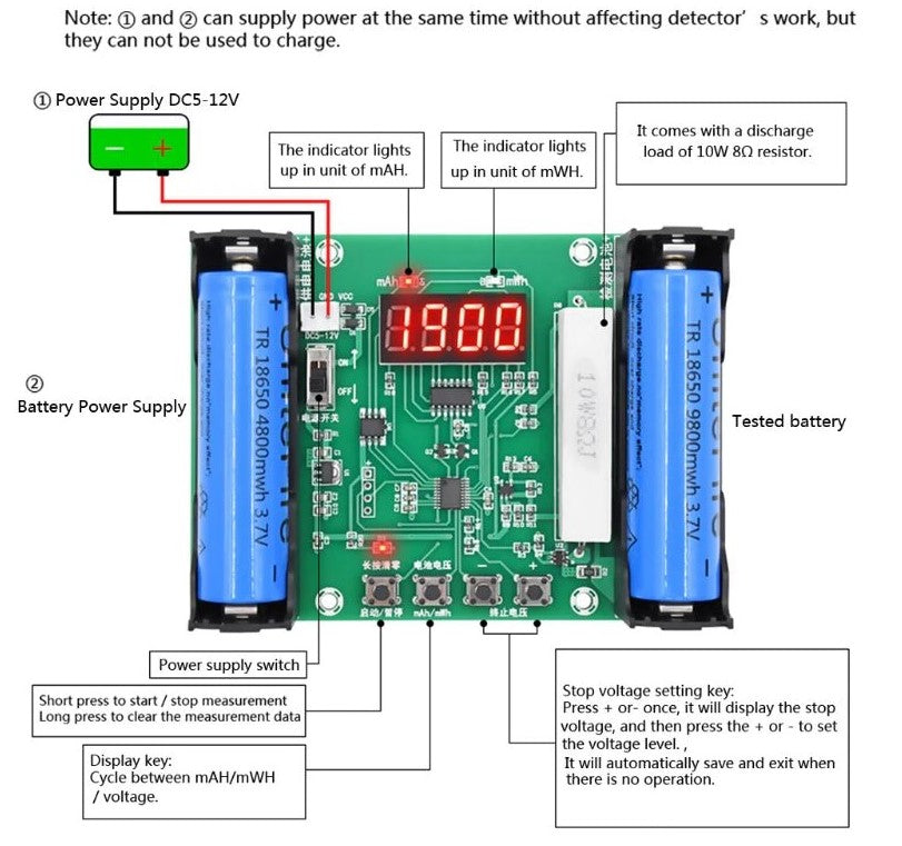 XH-M240 Battery Capacity Tester for 18650 Lithium Cells - Electromann SA