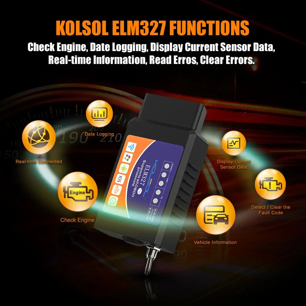 KOLSOL ELM327 V1.5 Wifi Car OBD2 Automobile Diagnostic Tool - Electromann SA