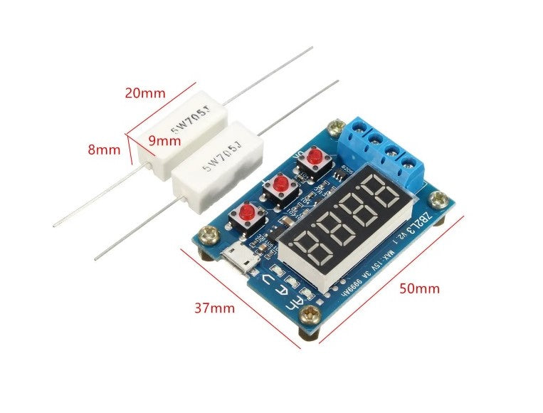 1.2v - 12v Battery Capacity Tester For 18650 li-ion/lead-acid Batteries - Electromann SA