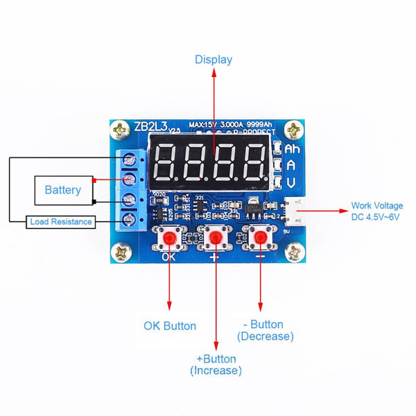 1.2v - 12v Battery Capacity Tester For 18650 li-ion/lead-acid Batteries - Electromann SA