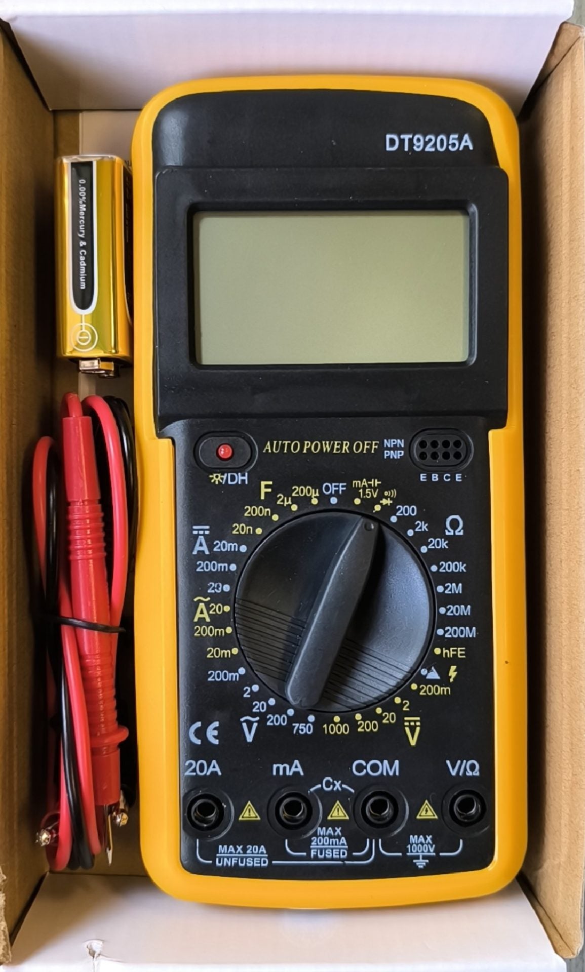 DT9205A Digital Multimeter - Voltage, Current, Resistance Measurement Tool - Electromann SA
