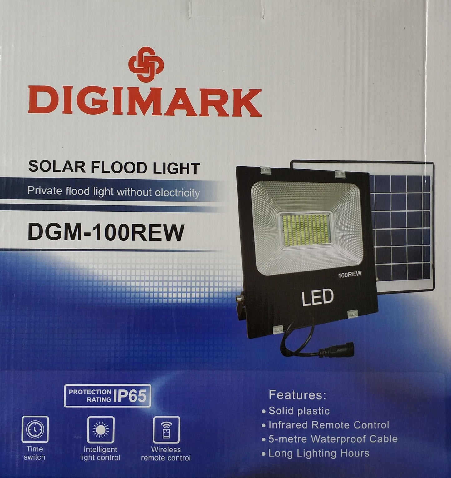 Digimark DGM-100REW 100Watt Solar LED Outdoor Floodlight - Electromann SA