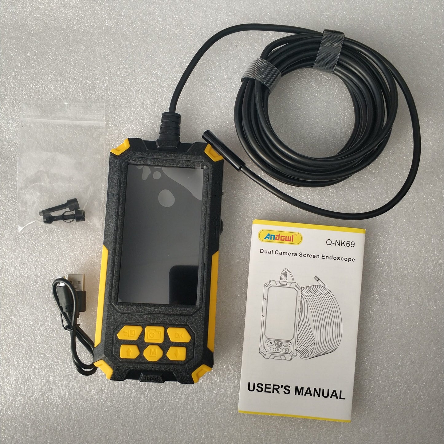 Andowl Q-NK69 2K HD Handheld Waterproof Endoscope - Waterproof Inspection Camera with 2K HD Camera, Adjustable LED Lights, and Wi-Fi Connectivity - Electromann SA