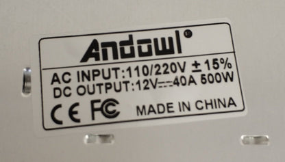 Andowl Q-D40A 220v AC to 12v DC 40A Power Supply - Efficient and Reliable Power Source - Electromann SA